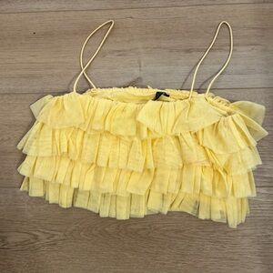 Zara Light Yellow Ruffled Top
